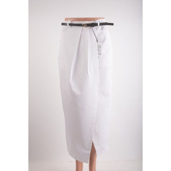 Zara Womans Midi Skirt Size XS White Wrap Around Belted 1165/063 NWT - Picture 1 of 5